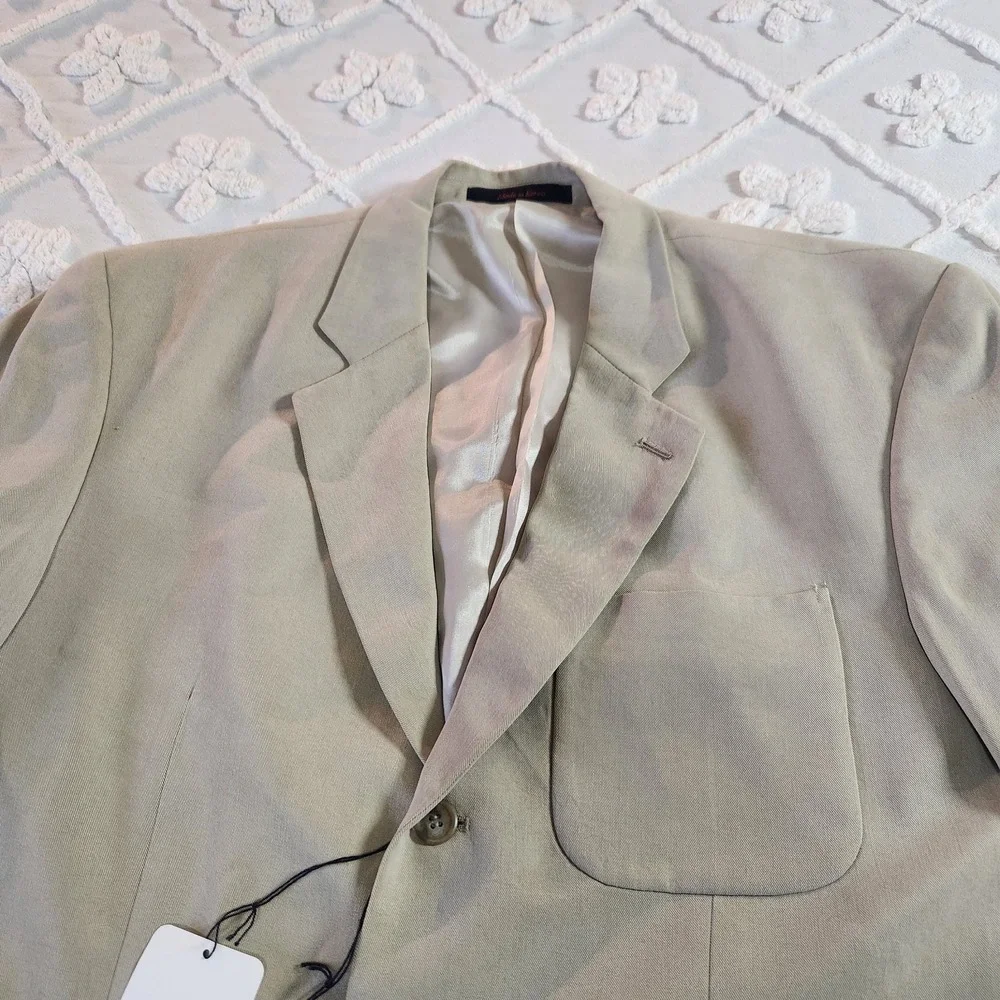 Axis Sports Coat Blazer Suit Jacket Tencel Fiber XL Beige Tan‎ 3 Button Shoulder